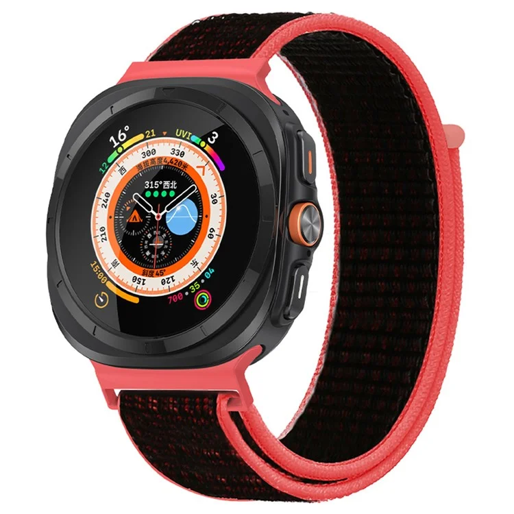 Pour Samsung Galaxy Watch Ultra 47mm Bande de nylon tressée réglable Remplacement de bracelet de poignet - Noir+Rouge