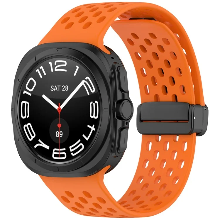 Per Samsung Galaxy Watch Ultra 47mm Cinturino in Silicone di Ricambio Strap con Fibbia Pieghevole Magnetica - Arancione