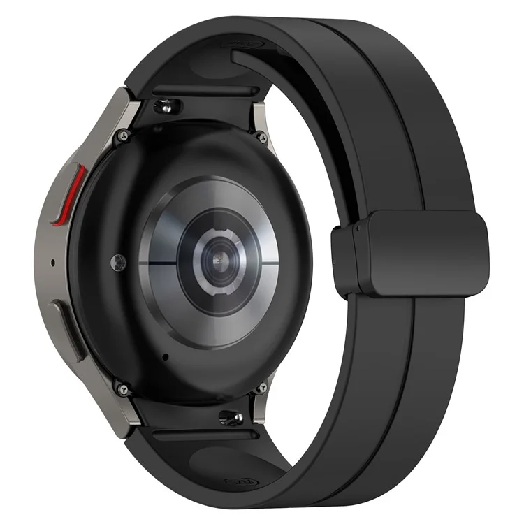 Para el Samsung Galaxy Watch7 40mm Reemplazo de banda Hebilla plegable magnética de silicona negra - Negro