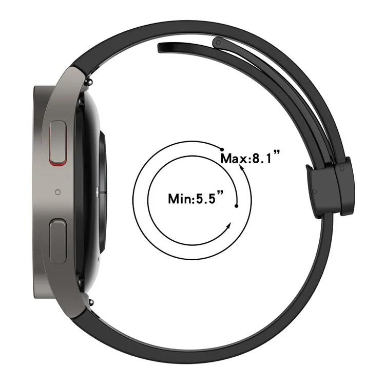 Para el Samsung Galaxy Watch7 40mm Reemplazo de banda Hebilla plegable magnética de silicona negra - Negro