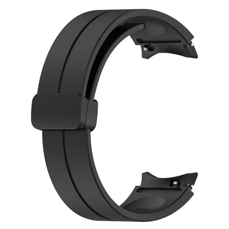 Para el Samsung Galaxy Watch7 40mm Reemplazo de banda Hebilla plegable magnética de silicona negra - Negro