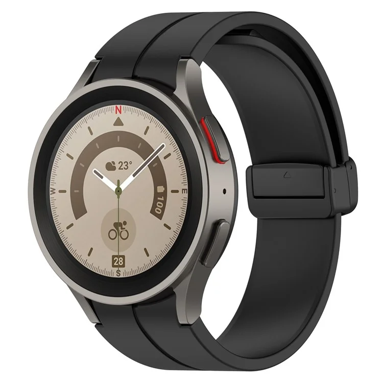Para el Samsung Galaxy Watch7 40mm Reemplazo de banda Hebilla plegable magnética de silicona negra - Negro