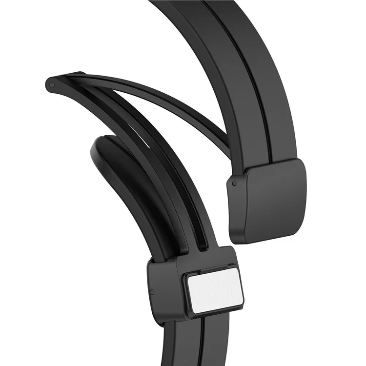 Para el Samsung Galaxy Watch7 40mm Reemplazo de banda Hebilla plegable magnética de silicona negra - Negro