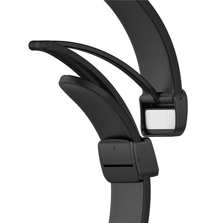 Para el Samsung Galaxy Watch7 40mm Reemplazo de banda Hebilla plegable magnética de silicona negra - Negro
