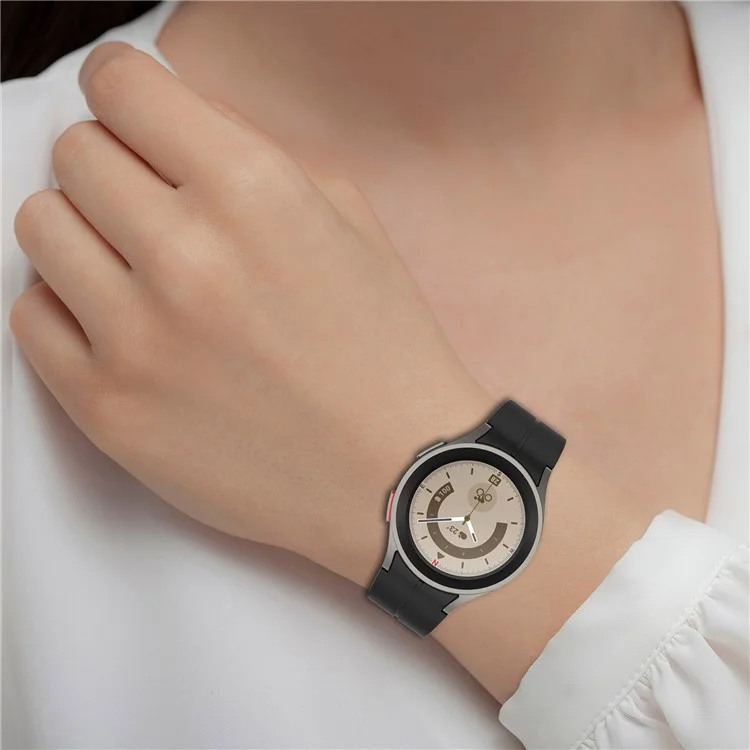 Para el Samsung Galaxy Watch7 40mm Reemplazo de banda Hebilla plegable magnética de silicona negra - Negro