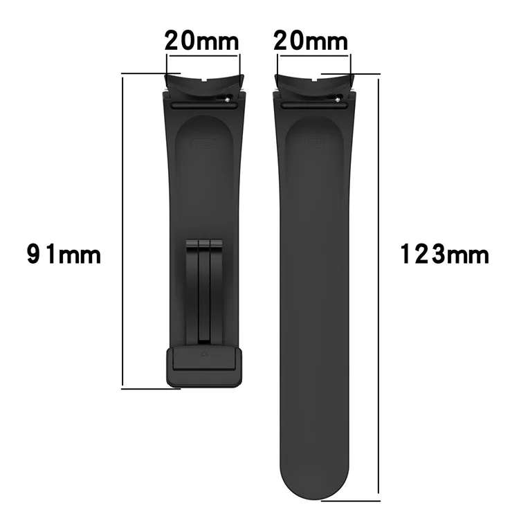 Para el Samsung Galaxy Watch7 40mm Reemplazo de banda Hebilla plegable magnética de silicona negra - Negro