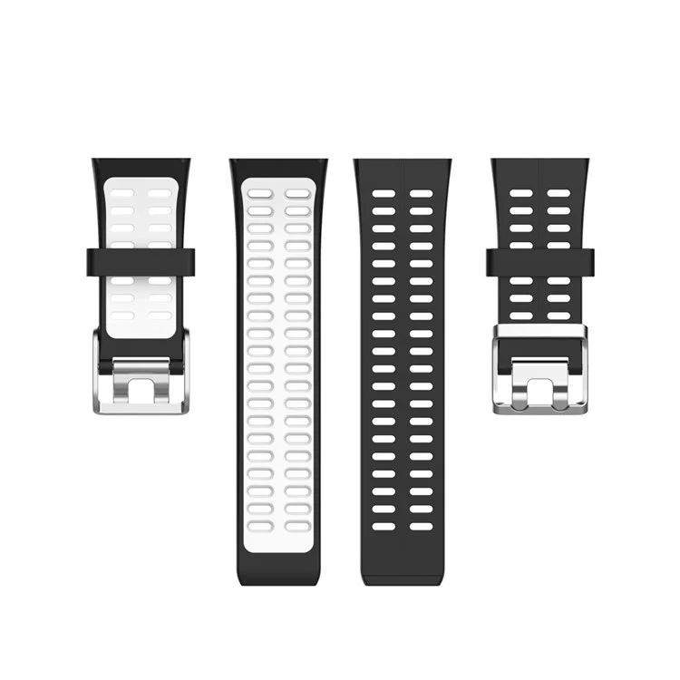 Watch Band Bi-color Silicone Wrist Band for POLAR V800 - Black/White