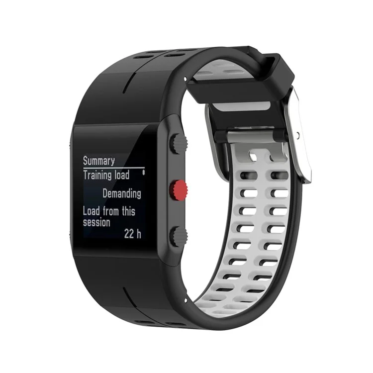 Watch Band Bi-color Silicone Wrist Band for POLAR V800 - Black/White