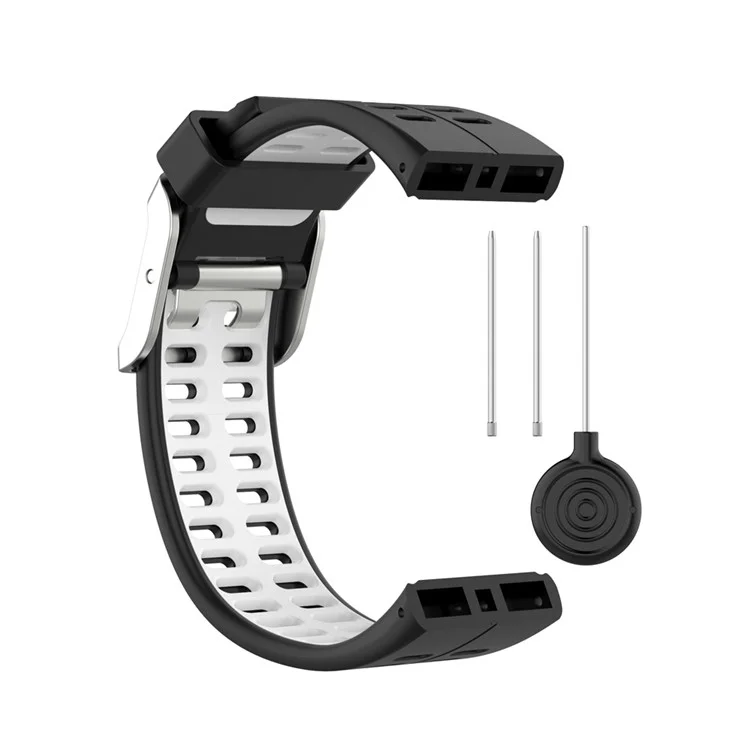 Watch Band Bi-color Silicone Wrist Band for POLAR V800 - Black/White