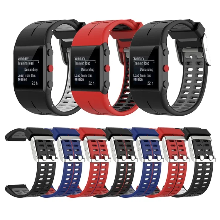 Watch Band Bi-color Silicone Wrist Band for POLAR V800 - Black/White