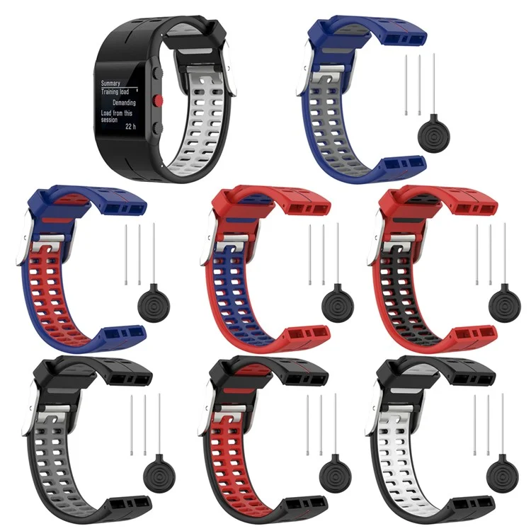 Watch Band Bi-color Silicone Wrist Band for POLAR V800 - Black/White