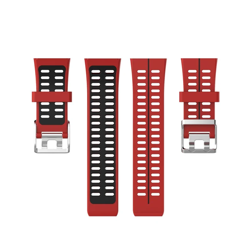Watch Band Bi-color Silicone Wrist Band for POLAR V800 - Red/Black