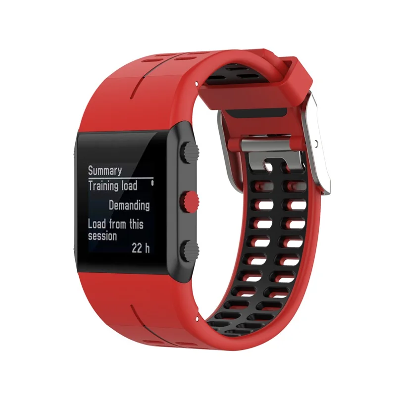 Watch Band Bi-color Silicone Wrist Band for POLAR V800 - Red/Black