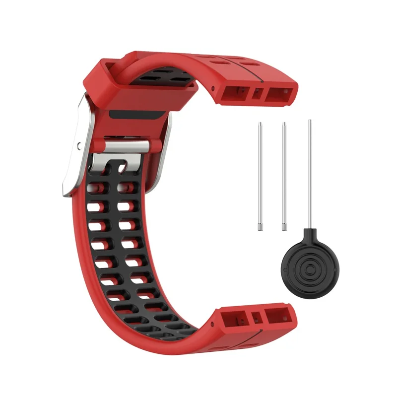 Watch Band Bi-color Silicone Wrist Band for POLAR V800 - Red/Black