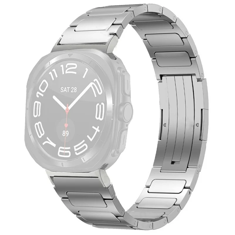 For Samsung Galaxy Watch Ultra 47mm Replacement Watch Band Folding Buckle Titanium Alloy Strap - Silver