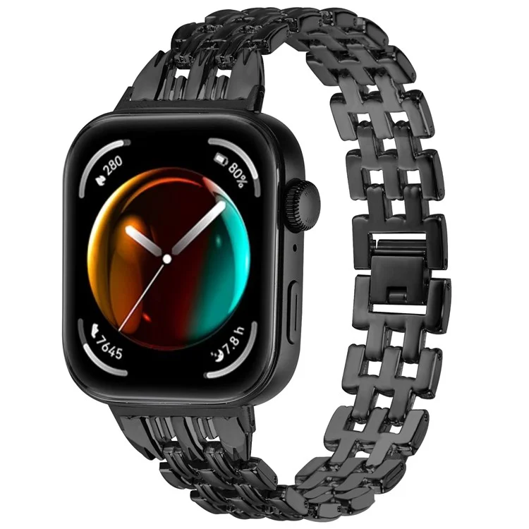 Para Huawei Watch Fit 3 Oco 5-Bead Watch Band Metal Wrist Strap Replacement - Preto