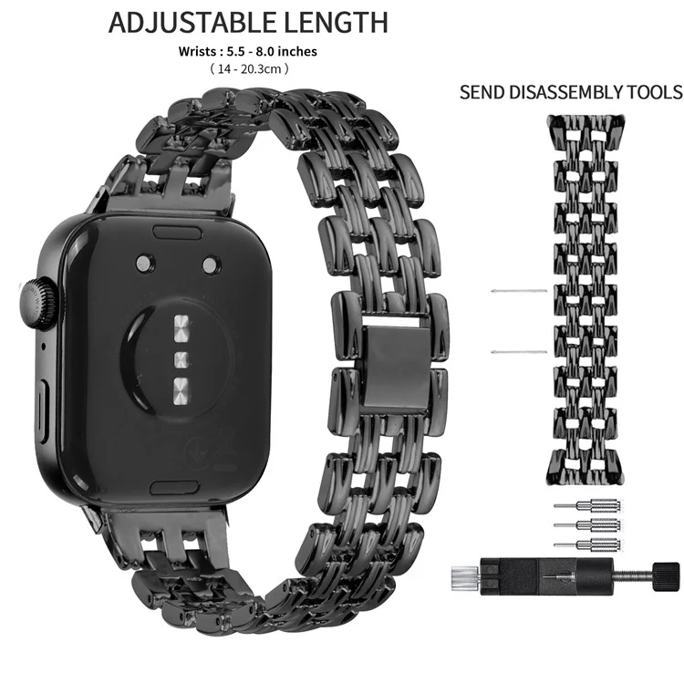 Para Huawei Watch Fit 3 Oco 5-Bead Watch Band Metal Wrist Strap Replacement - Preto