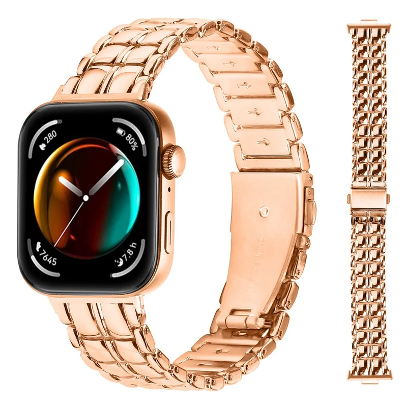 For Huawei Watch Fit 3 Metal Wrist Band Replacement Smart Watch Strap - Rose Gold