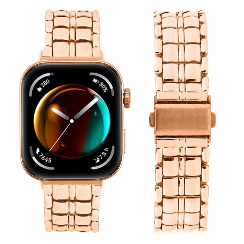 For Huawei Watch Fit 3 Metal Wrist Band Replacement Smart Watch Strap - Rose Gold