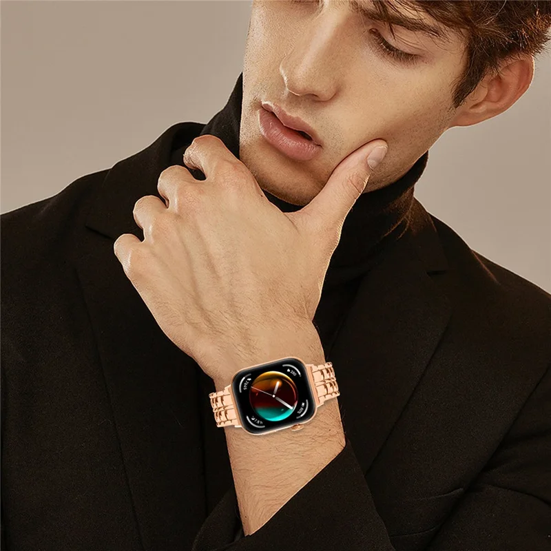 For Huawei Watch Fit 3 Metal Wrist Band Replacement Smart Watch Strap - Rose Gold