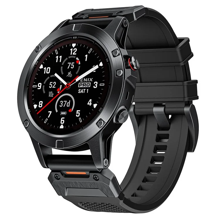 For Garmin Fenix 3 / 5 / 5X / 6X / 7X Soft Rubber Replacement Strap 26mm Universal Smart Watch Wrist Band - Black