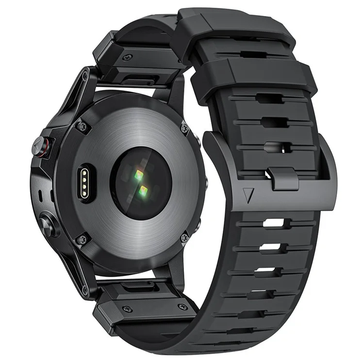 Für Garmin Fenix 3 / 5 / 5X / 6X / 7X Smart Watch Ersatzarmband 26mm Universal Fluorubberbandgelenk - Schwarz