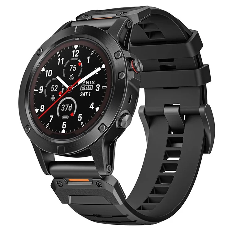 Für Garmin Fenix 3 / 5 / 5X / 6X / 7X Smart Watch Ersatzarmband 26mm Universal Fluorubberbandgelenk - Schwarz