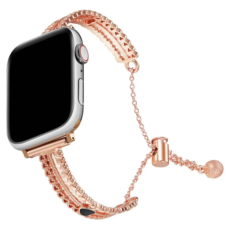 Медный браслет для Apple Watch 10 46 мм / Ultra 2 / Ultra 49 мм / 9 8 7 45 мм / SE (2023) SE (2022) SE 6 5 4 44 мм / 3 2 1 42 мм Циркониевый декор - Rose Gold