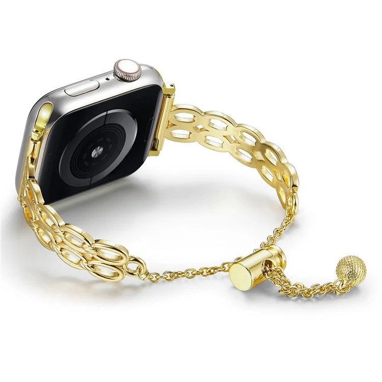Für Apple Watch Series 10 42mm / 9 8 7 41mm / SE (2023) SE (2022) SE 6 5 4 40mm / 3 2 1 38mm Kupferband Ovale Ringe Design Uhrenarmband - Gold