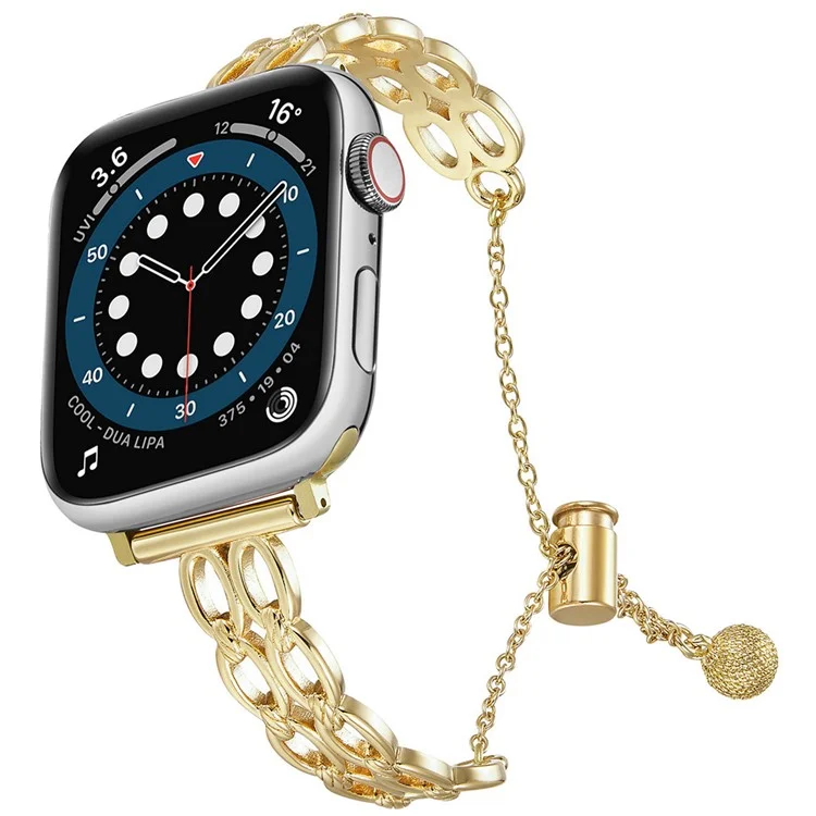 Für Apple Watch Series 10 42mm / 9 8 7 41mm / SE (2023) SE (2022) SE 6 5 4 40mm / 3 2 1 38mm Kupferband Ovale Ringe Design Uhrenarmband - Gold