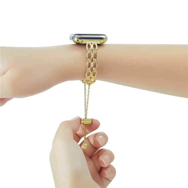 Für Apple Watch Series 10 42mm / 9 8 7 41mm / SE (2023) SE (2022) SE 6 5 4 40mm / 3 2 1 38mm Kupferband Ovale Ringe Design Uhrenarmband - Gold