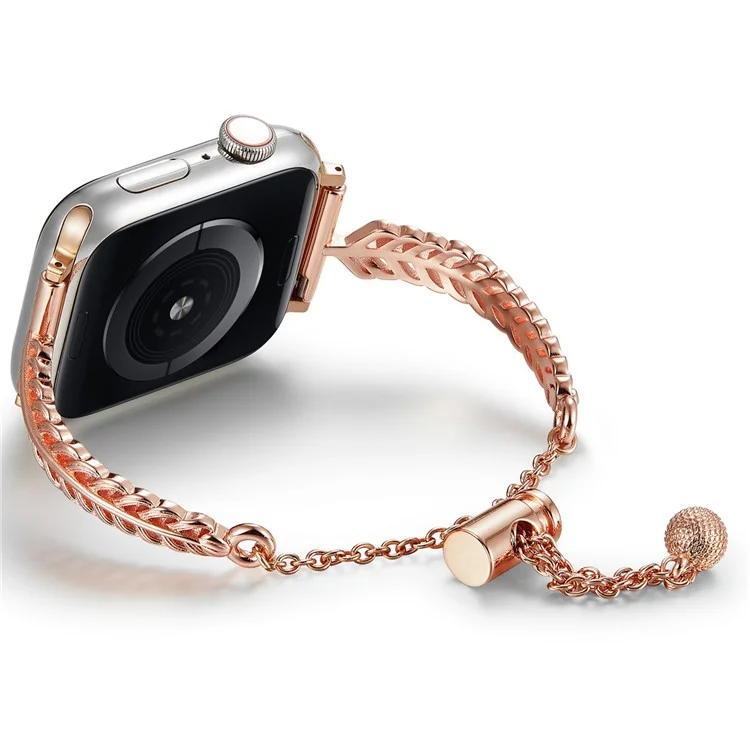 Für Apple Watch Series 10 42mm / 9 8 7 41mm / SE (2023) SE (2022) SE 6 5 4 40mm / 3 2 1 38mm Featherdesign-Armband Kupfer Uhrenarmband - Roségold