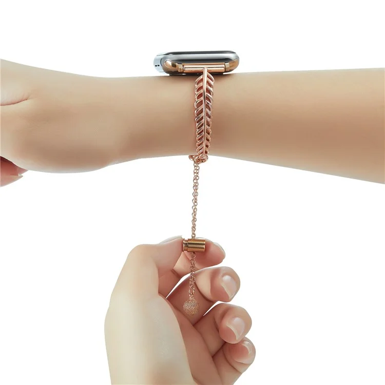 Für Apple Watch Series 10 42mm / 9 8 7 41mm / SE (2023) SE (2022) SE 6 5 4 40mm / 3 2 1 38mm Featherdesign-Armband Kupfer Uhrenarmband - Roségold