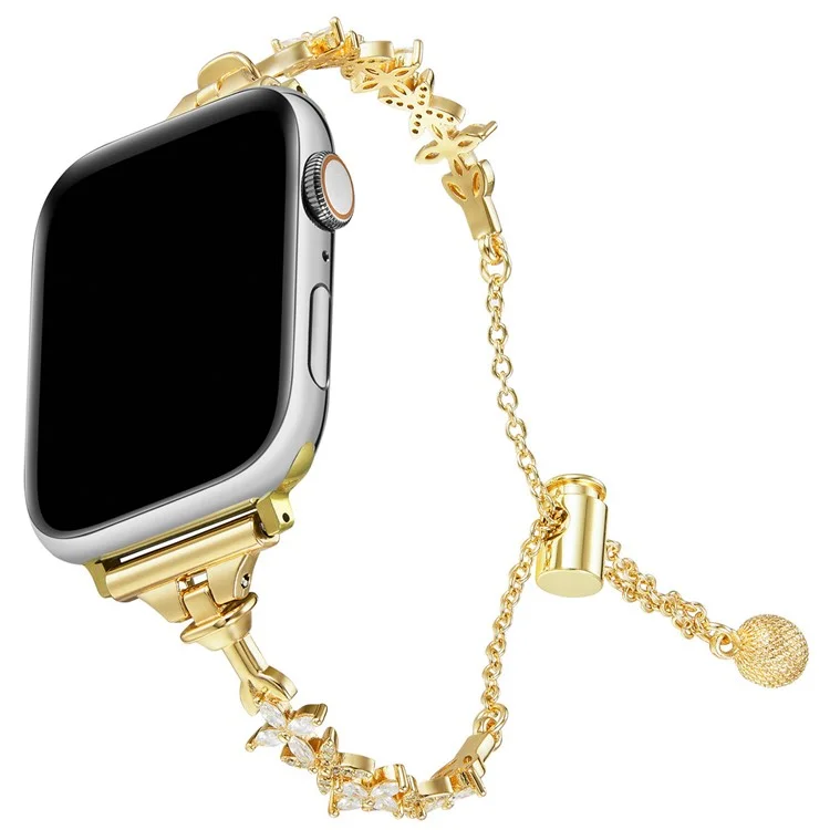 Für Apple Watch 10 46mm / Ultra 2 / Ultra 49mm / 9 8 7 45mm / SE (2023) SE (2022) SE 6 5 4 44mm / 3 2 1 42mm Vierblättriges Kleeblatt Kupfer Uhrenarmband - Gold