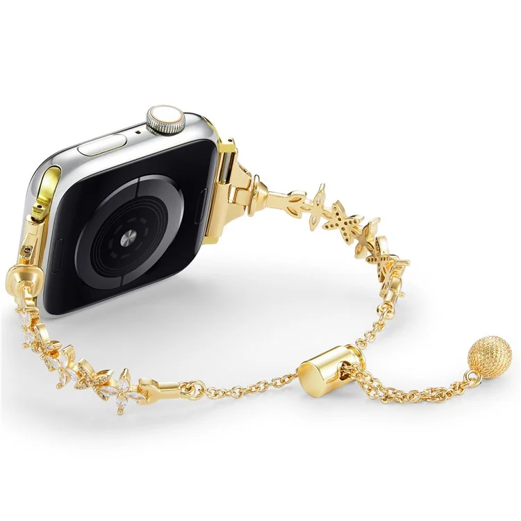 Für Apple Watch 10 46mm / Ultra 2 / Ultra 49mm / 9 8 7 45mm / SE (2023) SE (2022) SE 6 5 4 44mm / 3 2 1 42mm Vierblättriges Kleeblatt Kupfer Uhrenarmband - Gold