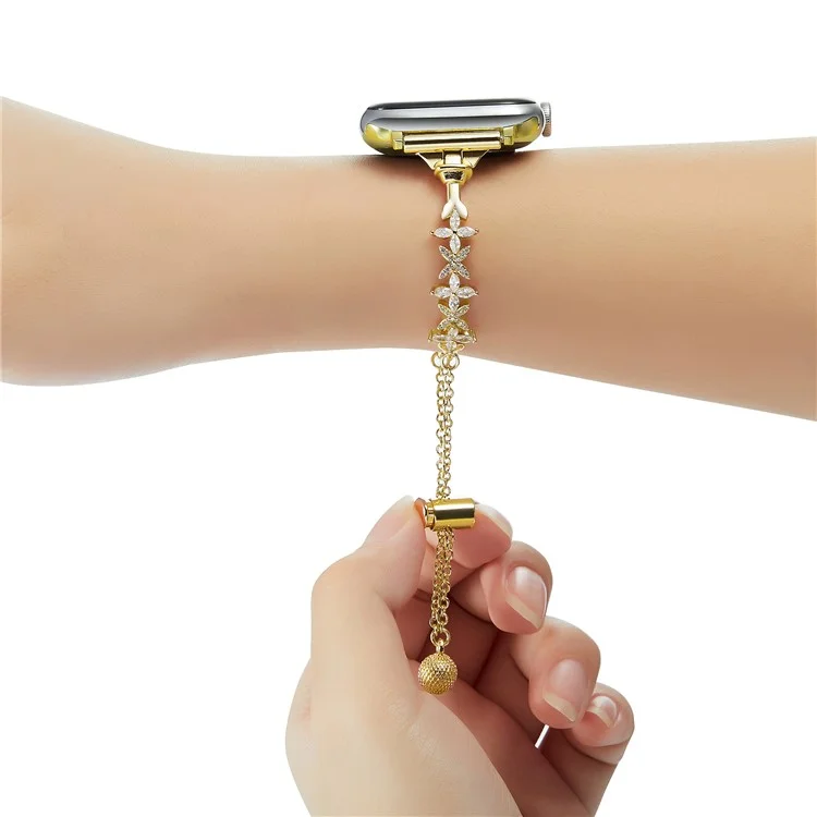 Für Apple Watch 10 46mm / Ultra 2 / Ultra 49mm / 9 8 7 45mm / SE (2023) SE (2022) SE 6 5 4 44mm / 3 2 1 42mm Vierblättriges Kleeblatt Kupfer Uhrenarmband - Gold