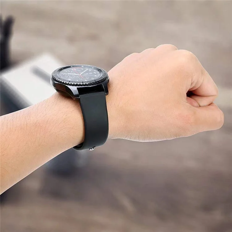 Correa De Reloj De Silicona Universal Para Samsung Galaxy Watch Active / Galaxy Watch 42mm / Samsung Gear S2 / Deporte De Engranajes / Garmin Vivoactivo 3 / Garmin Vivoactivo 3 Música - Negro