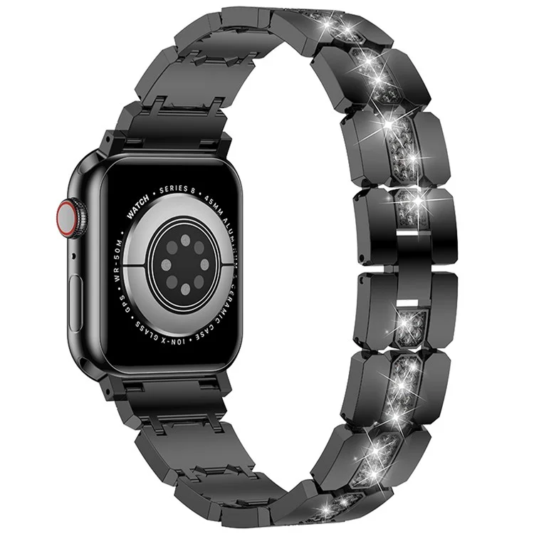 Per Apple Watch Series 10 42mm / 9 8 7 41mm / SE (2023) SE (2022) SE 6 5 4 40mm / 3 2 1 38mm Stile Decorazione Strass Lega di Zinco Cinturino per Orologio - Nero