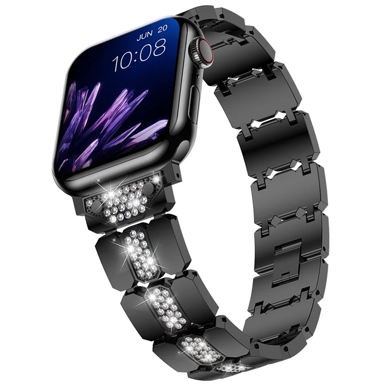Per Apple Watch Series 10 42mm / 9 8 7 41mm / SE (2023) SE (2022) SE 6 5 4 40mm / 3 2 1 38mm Stile Decorazione Strass Lega di Zinco Cinturino per Orologio - Nero