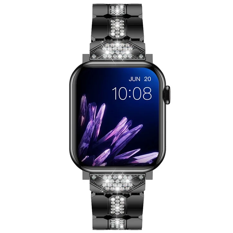 Per Apple Watch Series 10 42mm / 9 8 7 41mm / SE (2023) SE (2022) SE 6 5 4 40mm / 3 2 1 38mm Stile Decorazione Strass Lega di Zinco Cinturino per Orologio - Nero
