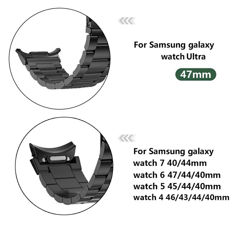 Para Samsung Galaxy Watch Ultra 47mm 3-Bead Titanium Alloy Strap Replacement Watch Band - Prata