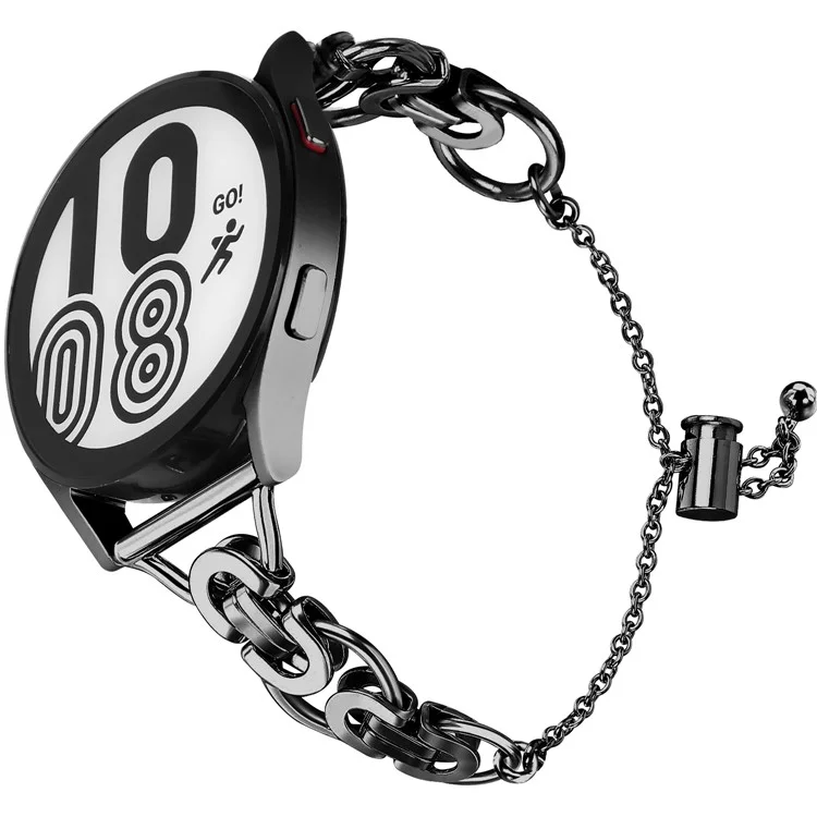 Para Samsung Galaxy Watch FE 40 mm Smart Watch Band Single Chain Style Metal Bracelet - Negro