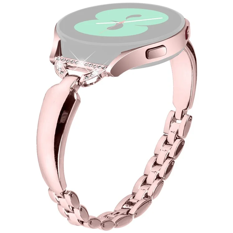 Cinturino per orologio per Samsung Galaxy Watch FE 40mm D-Shape Bling Rhinestone Decor Alloy Bracelet - Rosa