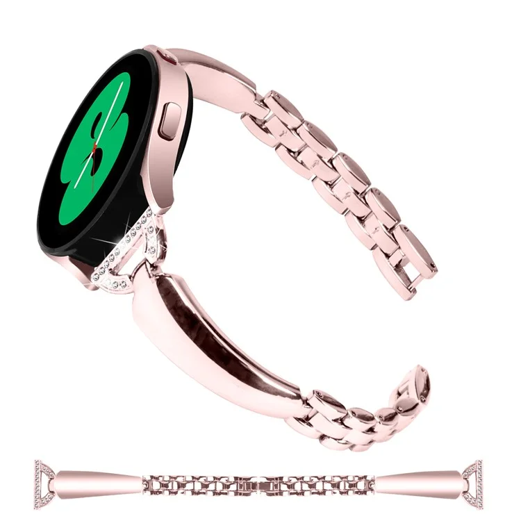 Cinturino per orologio per Samsung Galaxy Watch FE 40mm D-Shape Bling Rhinestone Decor Alloy Bracelet - Rosa