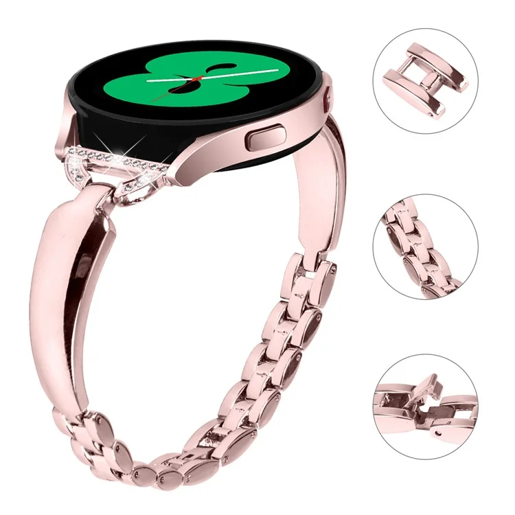 Cinturino per orologio per Samsung Galaxy Watch FE 40mm D-Shape Bling Rhinestone Decor Alloy Bracelet - Rosa