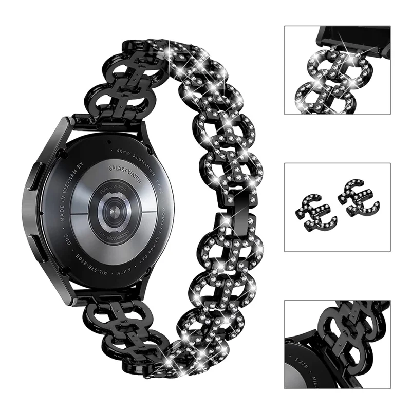 For Samsung Galaxy Watch FE 40 mm Lejerband med flaskeformet design Bling-urtebånd Udskiftbar armbånd - Sort