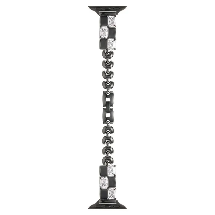 Bracelet en cuivre pour Apple Watch 10 46mm / Ultra 2 / Ultra 49mm / 9 8 7 45mm / SE (2023) SE (2022) SE 6 5 4 44mm / 3 2 1 42mm Décoration en Zircon - Noir
