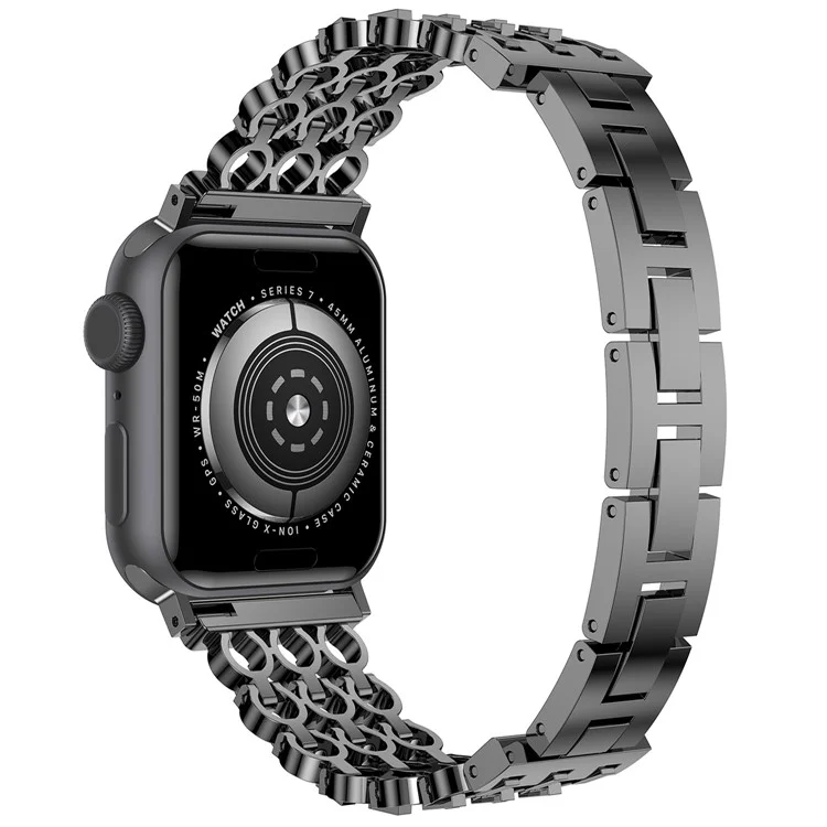 Pour Apple Watch 10 46mm / Ultra 2 / Ultra 49mm / 9 8 7 45mm / SE (2023) SE (2022) SE 6 5 4 44mm / 3 2 1 42mm Stylish Zinc Alloy Watch Strap - Black