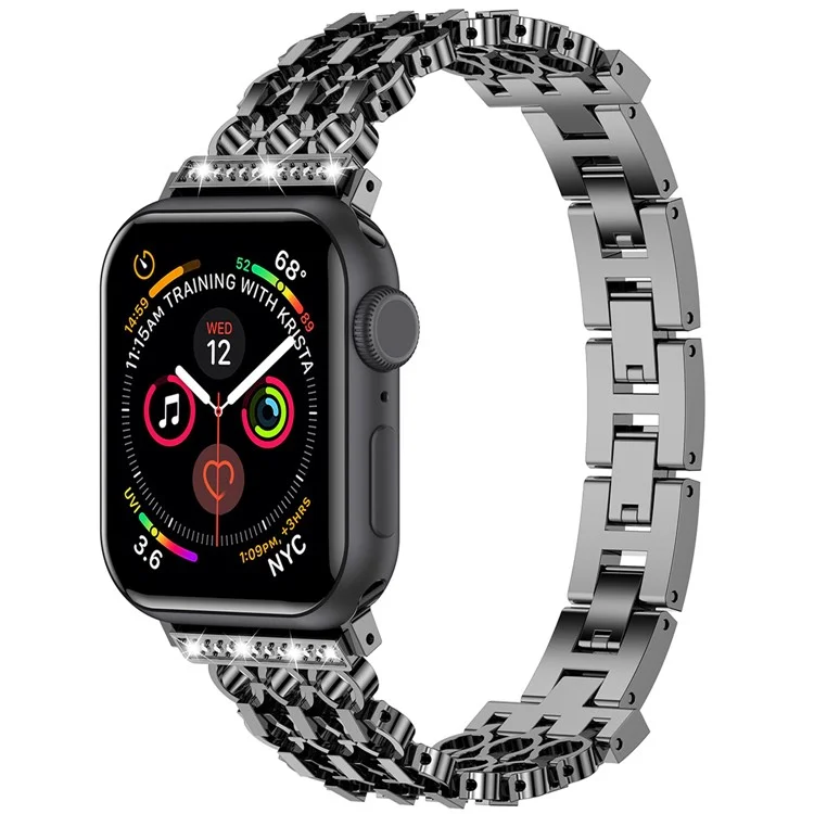 Pour Apple Watch 10 46mm / Ultra 2 / Ultra 49mm / 9 8 7 45mm / SE (2023) SE (2022) SE 6 5 4 44mm / 3 2 1 42mm Stylish Zinc Alloy Watch Strap - Black