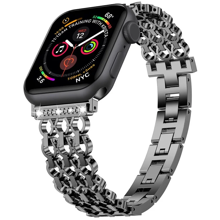 Pour Apple Watch 10 46mm / Ultra 2 / Ultra 49mm / 9 8 7 45mm / SE (2023) SE (2022) SE 6 5 4 44mm / 3 2 1 42mm Stylish Zinc Alloy Watch Strap - Black